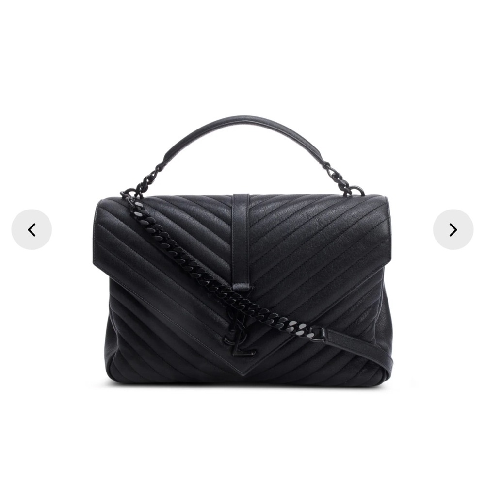 Authentic YSL Chevron College bag in black leather